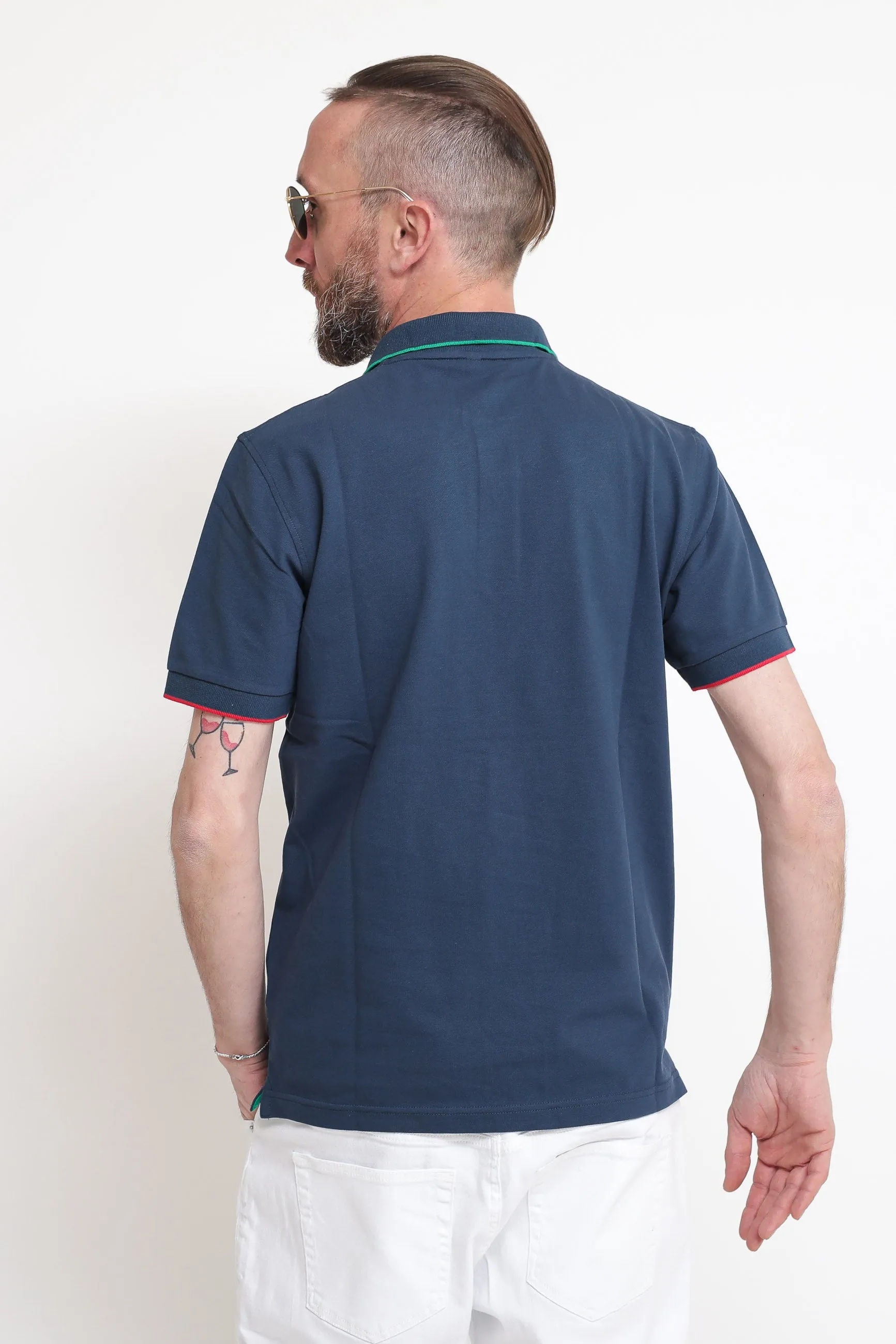 Polo Small Stripe On Collar El - Navy Scuro