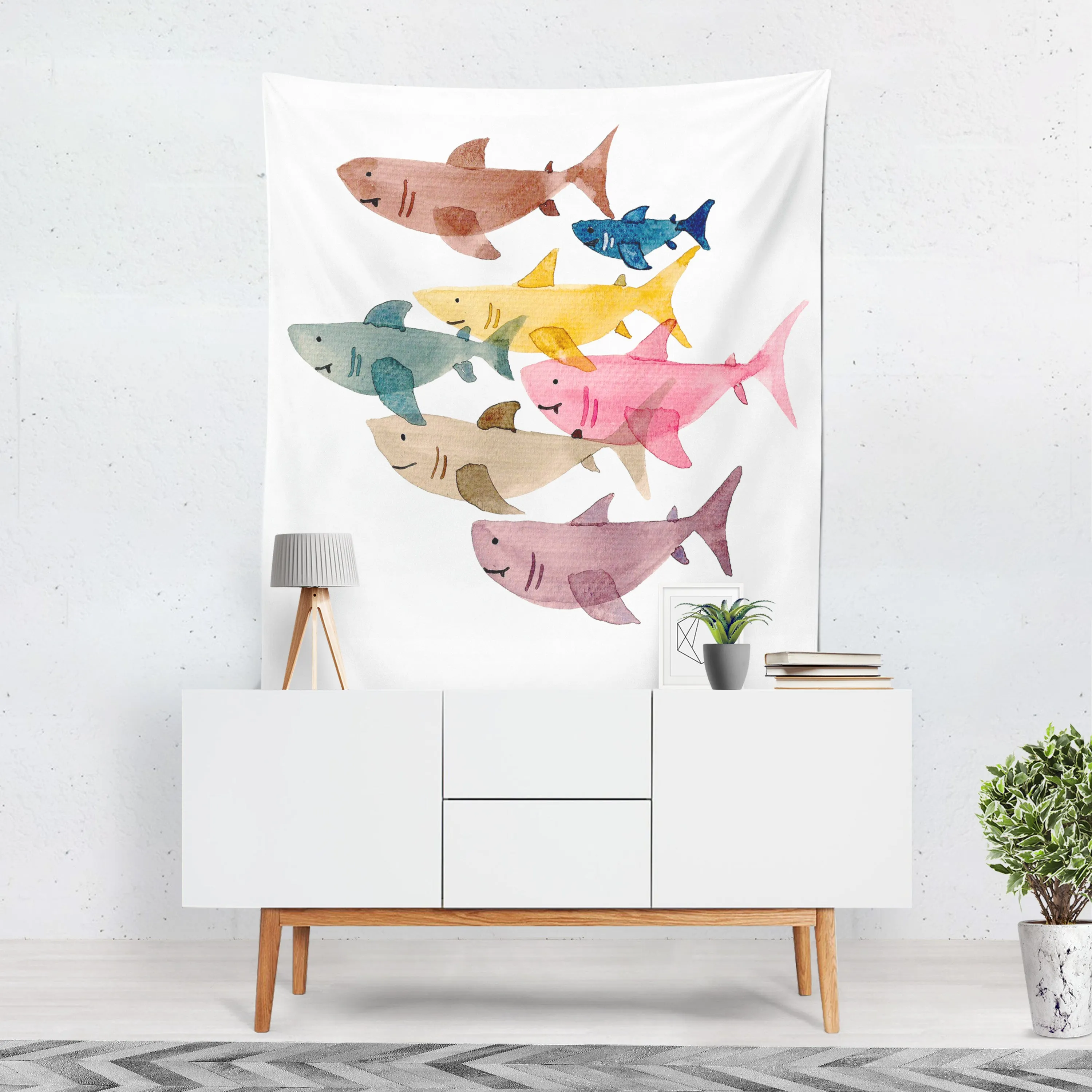 Rainbow Sharks Tapestry