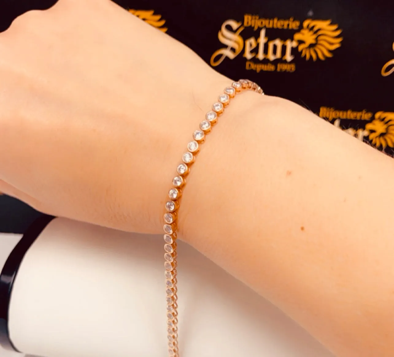 Rose gold tennis bracelet WB127