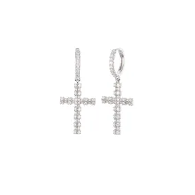 S925 Silver Moissanite Tennis Cross Earrings