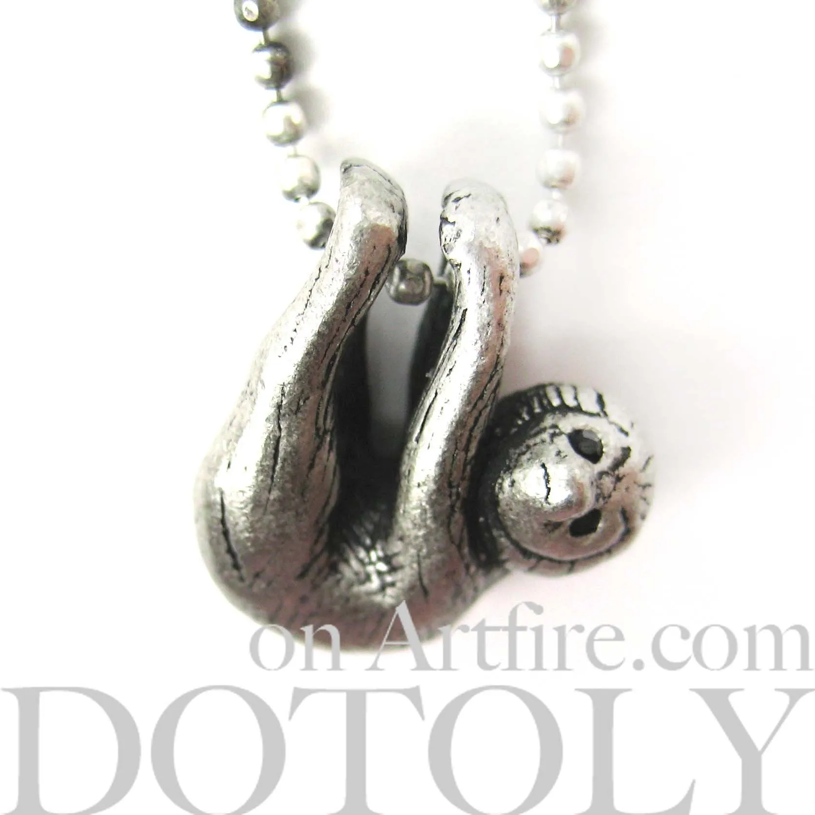 Sloth Baby Animal Pendant Necklace Realistic and Cute in Silver