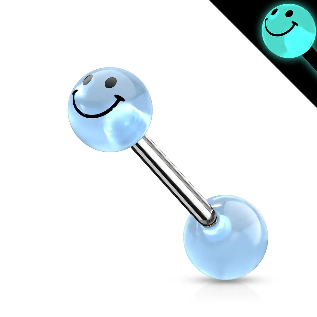 Smile Printed Glow In The Dark Ball Barbell