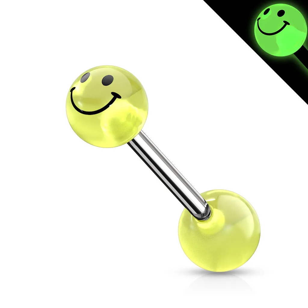 Smile Printed Glow In The Dark Ball Barbell