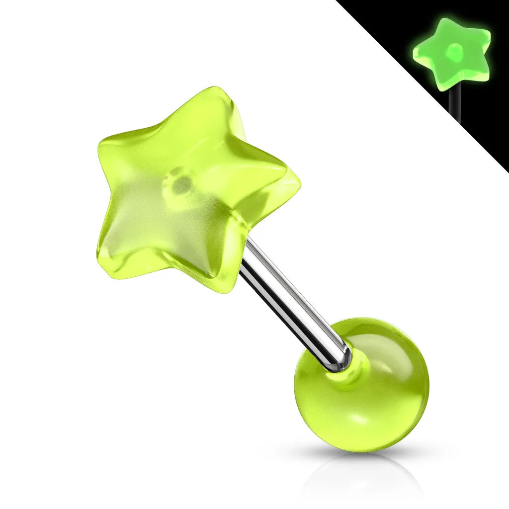 Star Glow in the Dark Top 316L Surgical Steel Barbell