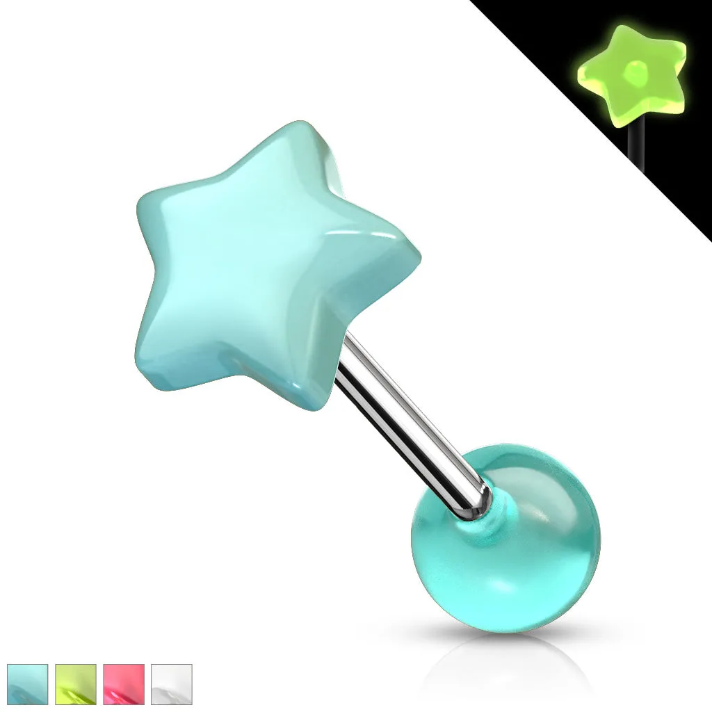 Star Glow in the Dark Top 316L Surgical Steel Barbell