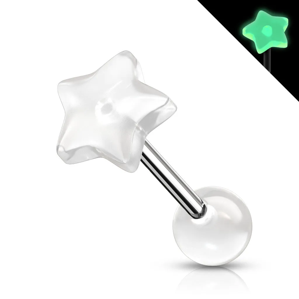 Star Glow in the Dark Top 316L Surgical Steel Barbell