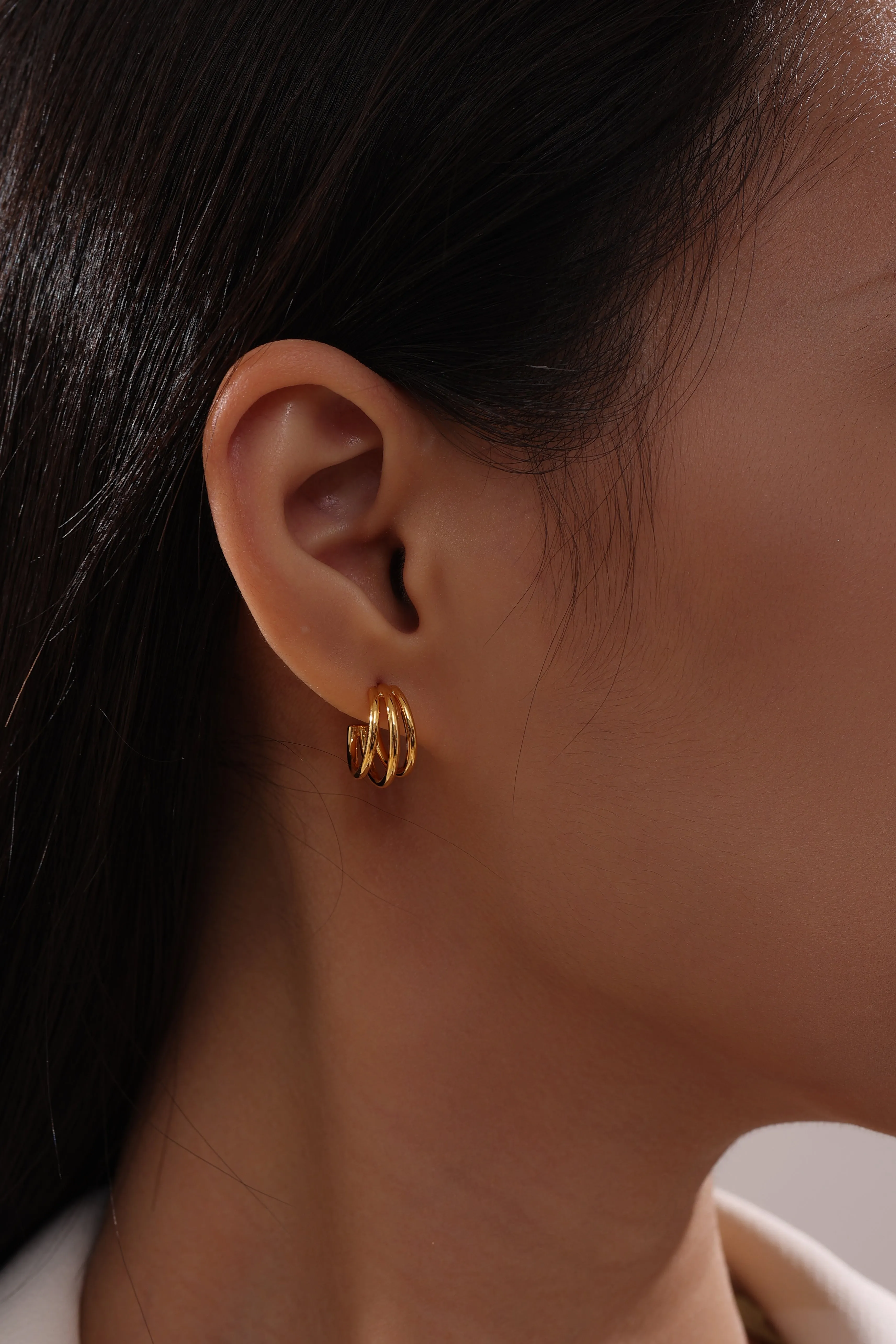 Triple C-Shape Hoop Earrings