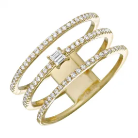 Triple Row Baguette Diamond Ring