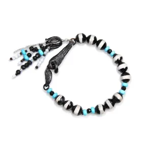 Turquoise, Agate, Onyx, and Silver Bracelet