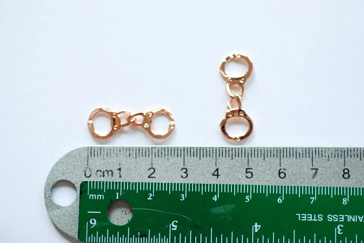 Vermeil Rose Gold Handcuffs, 18k gold plated over Sterling Silver, handcuff charm, handcuffs, Wholesale Vermeil Charms, Vermeil Supplies