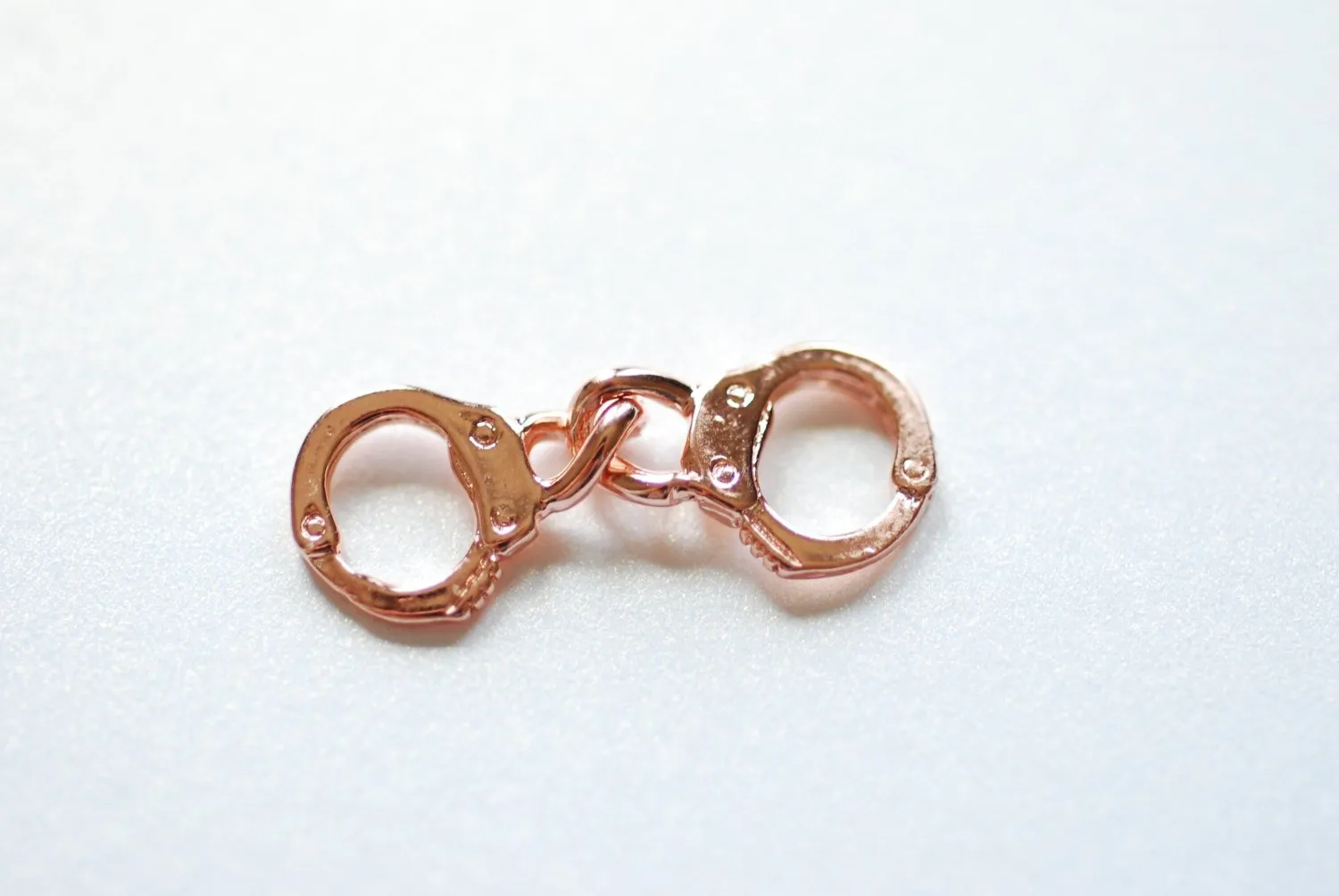 Vermeil Rose Gold Handcuffs, 18k gold plated over Sterling Silver, handcuff charm, handcuffs, Wholesale Vermeil Charms, Vermeil Supplies