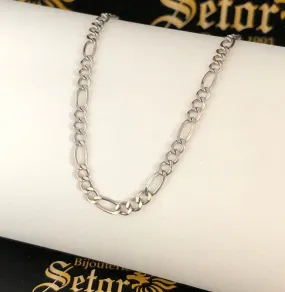 White gold figaro ankle chain