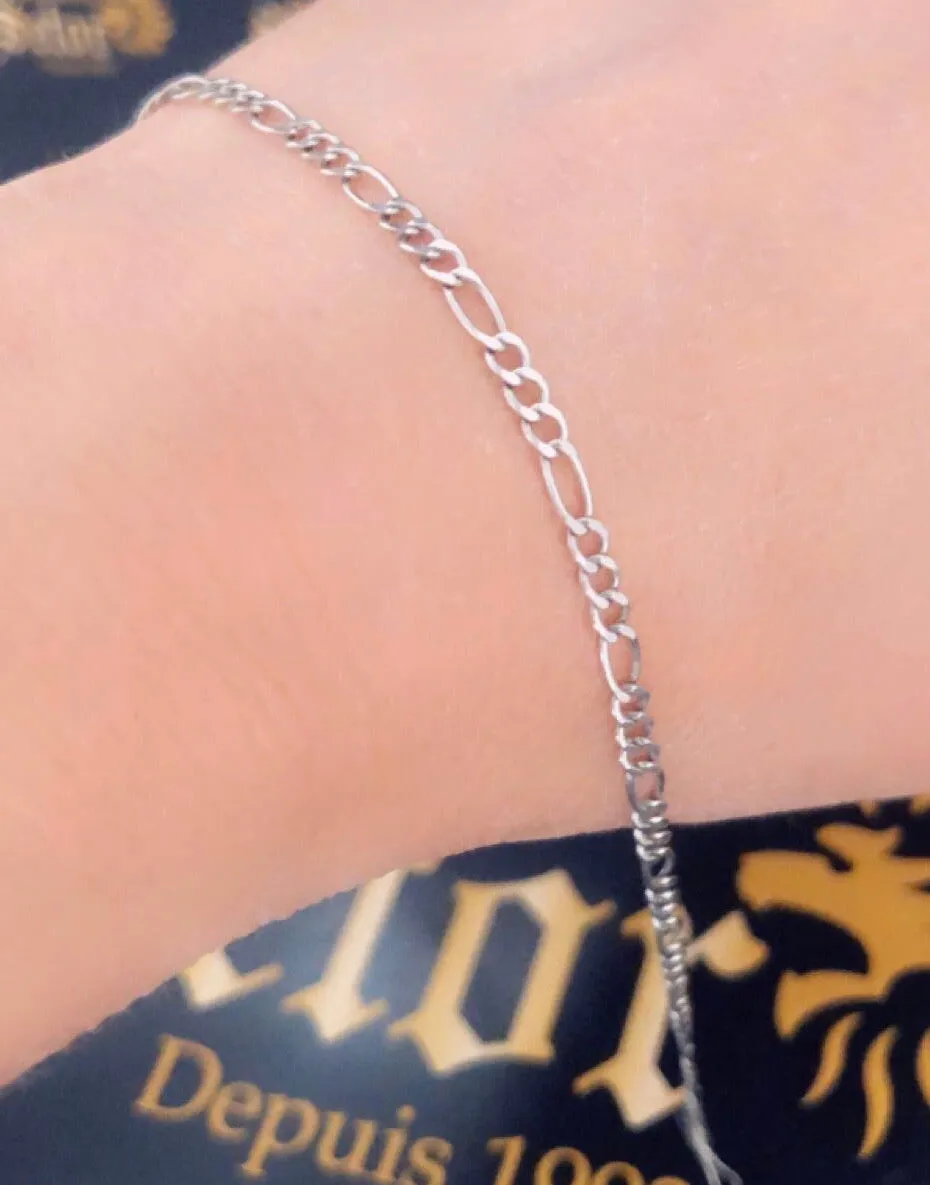 White gold figaro ankle chain