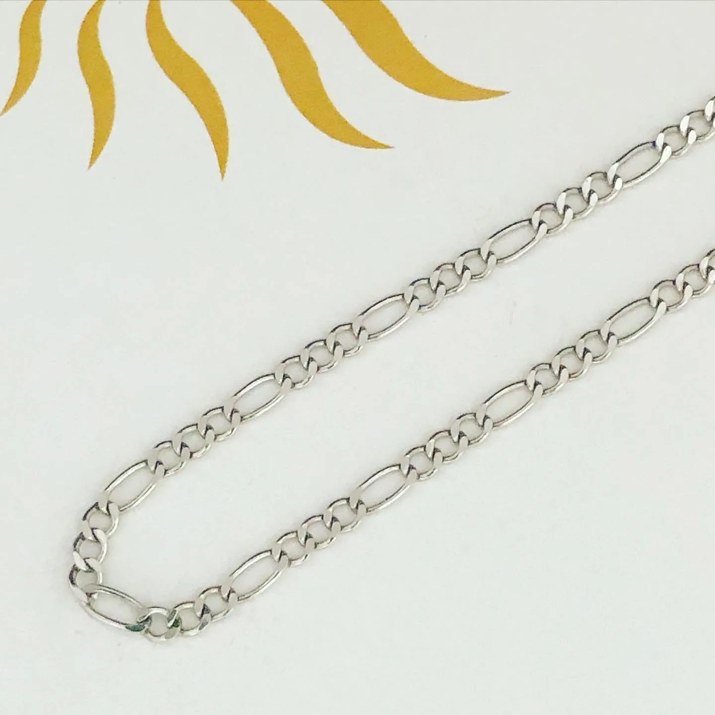 White gold figaro ankle chain