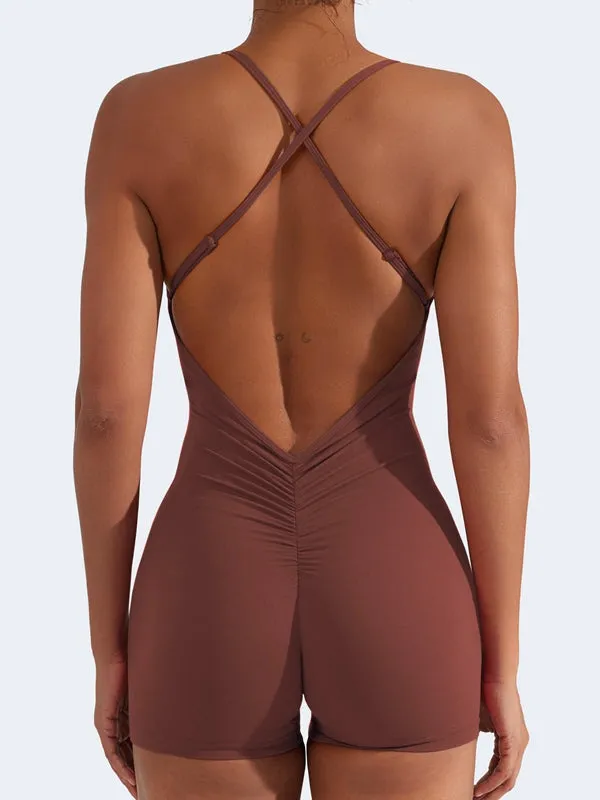 ZASUWA Female Cross Back Scrunch Bum Short Jumpsuit